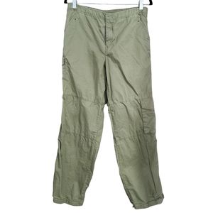 Chico's Flat Front Straight Leg Green Cargo Pants 100% Cotton- 3 (wmn's size 16)
